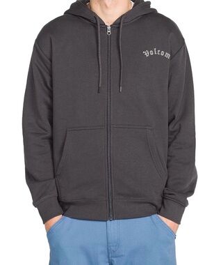 Volcom Men's Roundabout Zip Hoodie Fleece Sweatshirt - Black - Large